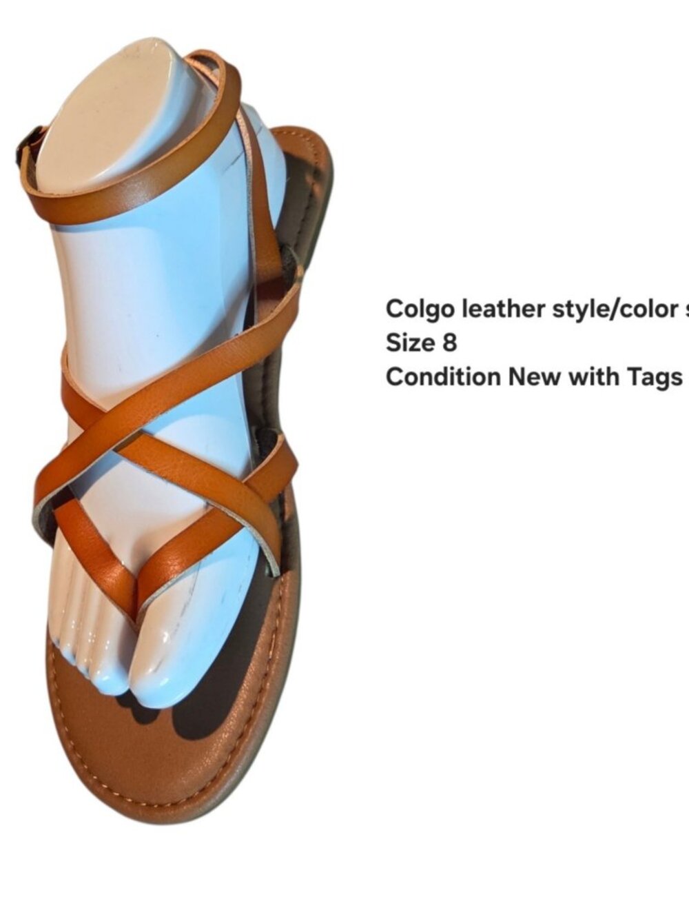 Colgo Women's Summer Strappy Flat Sandals 8 - New Brown